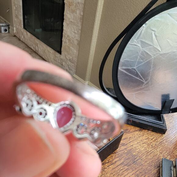 Elegant Rhodium-Plated Size 9 Twisted Band Ring with Simulated Amethyst - Picture 11 of 11